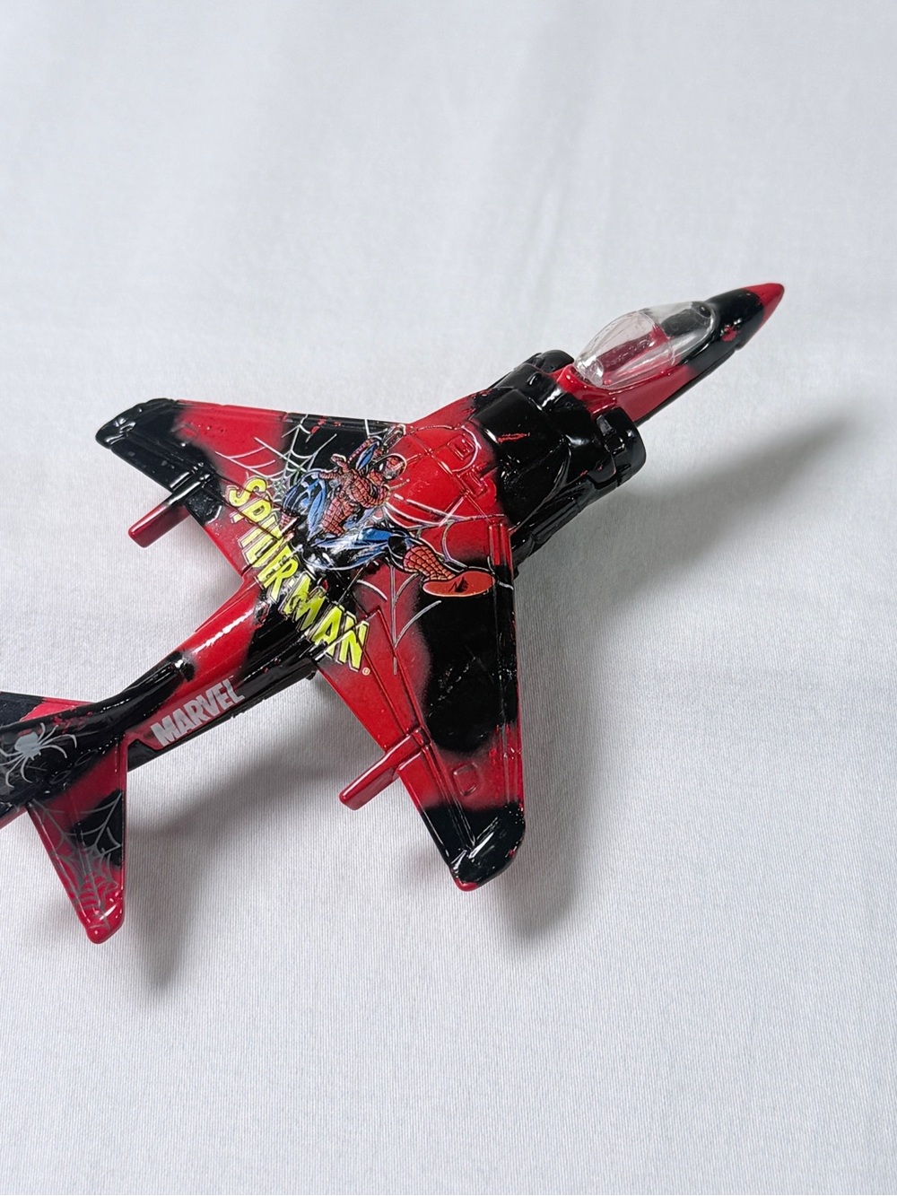 Marvel Spider-Man Diecast Toy Jet Airplane Red/Black Vintage 2004